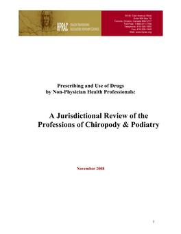 A Jurisdictional Review of the Professions of Chiropody & Podiatry