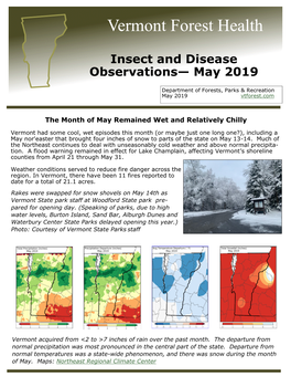 Insect and Disease Observations— May 2019