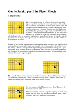 Gentle Joseki, Part I by Pieter Mioch the Patterns