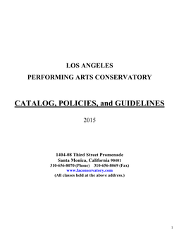 CATALOG, POLICIES, and GUIDELINES