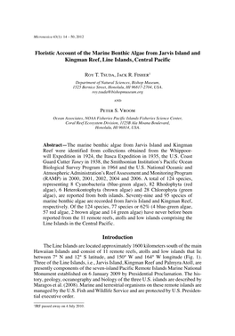 Floristic Account of the Marine Benthic Algae from Jarvis Island and Kingman Reef, Line Islands, Central Pacific