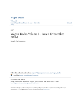 Wagon Tracks. Volume 21, Issue 1 (November, 2006) Santa Fe Trail Association