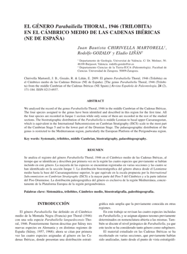 Trilobita) En El Cámbrico Medio De Las Cadenas Ibéricas (Ne De España)