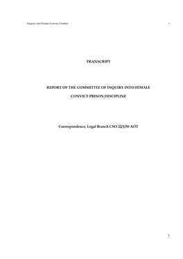 Transcript of Report of the Committee of Inquiry Into Female Convict Prison Discipline