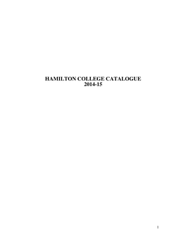 Hamilton College Catalogue 2014-15