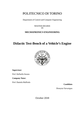 POLITECNICO DI TORINO Didactic Test-Bench of a Vehicle's Engine