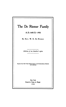 The De Riemer Family