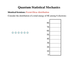 Quantum Statistical Mechanics Identical Fermions: Fermi-Dirac Distribution Consider the Distribution of a Total Energy of 8E Among 6 Electrons