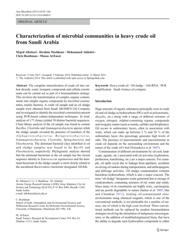 Characterization of Microbial Communities in Heavy Crude Oil from Saudi Arabia