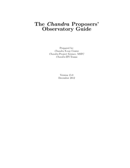The Chandra Proposers' Observatory Guide