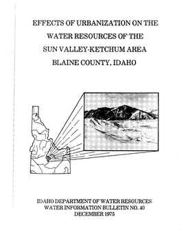 WIB#40: Effects of Urbanization on the Water Resources of the Sun Valley