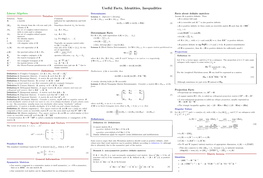 Useful Facts, Identities, Inequalities