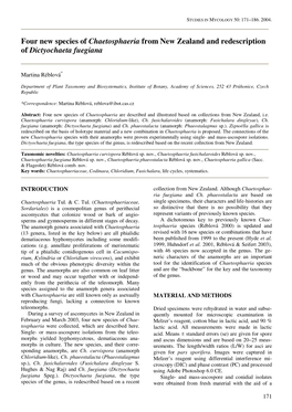 Four New Species of Chaetosphaeria from New Zealand and Redescription of Dictyochaeta Fuegiana