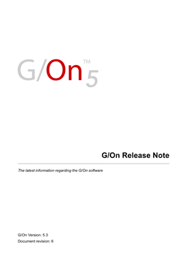 G/On Release Note