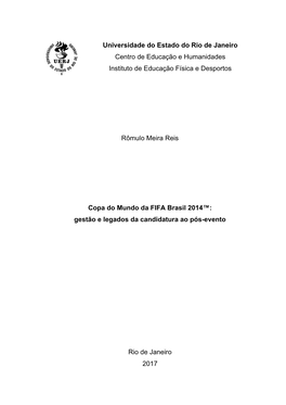 Universidade Do Estado Do Rio De Janeiro Centro De Educação E Humanidades Instituto De Educação Física E Desportos