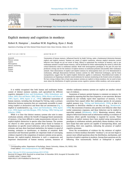 Explicit Memory and Cognition in Monkeys