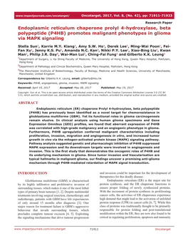 (P4HB) Promotes Malignant Phenotypes in Glioma Via MAPK Signaling