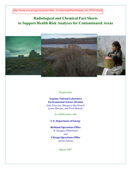 Radiological and Chemical Fact Sheets to Support Health Risk Analyses for Contaminated Areas