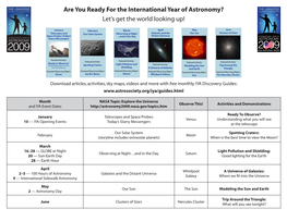 Are You Ready for the International Year of Astronomy? Let’S Get the World Looking Up!