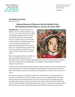 National Museum of Women in the Arts Exhibits Prints and Tapestry by Artist Hung Liu, January 19–July 8, 2018