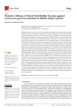 Protective Efficacy of Novel Oral Biofilm Vaccines Against