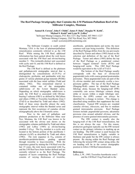 The Reef Package Stratigraphy That Contains the J-M Platinum-Palladium Reef of the Stillwater Complex, Montana