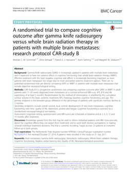 A Randomised Trial to Compare Cognitive Outcome After Gamma