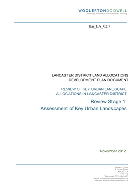 Assessment of Key Urban Landscapes