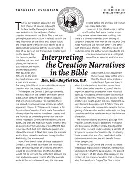 Interpreting the Creation Narratives in the Bible