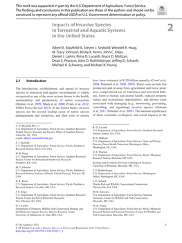 Impacts of Invasive Species in Terrestrial and Aquatic Systems 2 in the United States