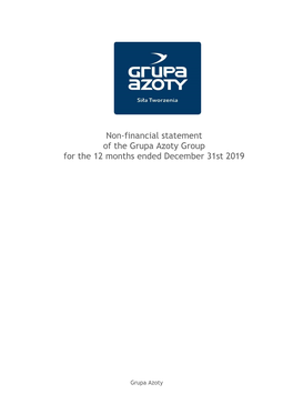 Non-Financial Statement of the Grupa Azoty Group for the 12 Months Ended December 31St 2019