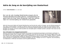 Adrie De Jong En De Bevrijding Van Oosterhout