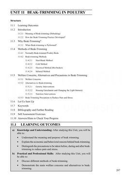 UNIT 11 BEAK-TRIMMING in POULTRY Layers