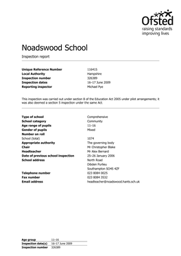 Noadswood School Inspection Report