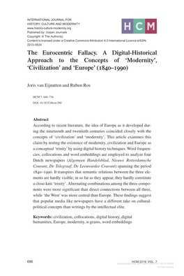 Downloaded from Brill.Com10/05/2021 03:27:05PM Via Free Access the Eurocentric Fallacy