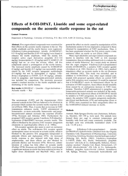 Effects of 8-0H-DPAT, Lisuride and Some Ergot-Related Compounds on the Acoustic Startle Response in the Rat