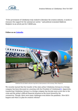 Aviation Reforms in Uzbekistan: New Yet Old?