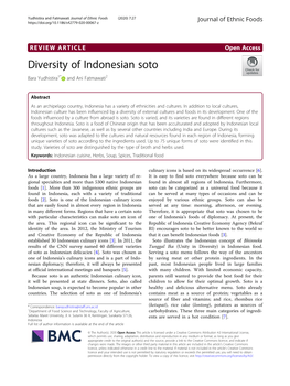 Diversity of Indonesian Soto Bara Yudhistira1* and Ani Fatmawati2