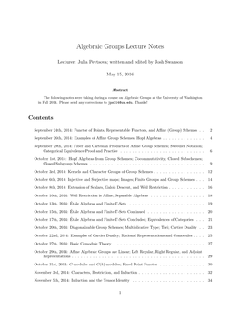 Algebraic Groups Lecture Notes