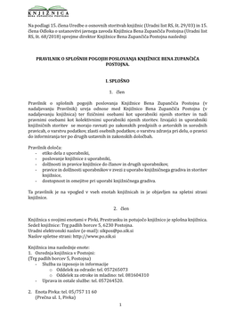 Na Podlagi 15. Č Lena Uredbe O Osnovnih Storitvah Knjiž Nič (Uradni List RS, S T