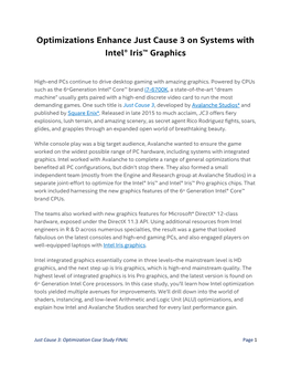 Optimizations Enhance Just Cause 3 on Systems with Intel® Iris™ Graphics