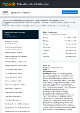 25 Bus Time Schedule & Line Route