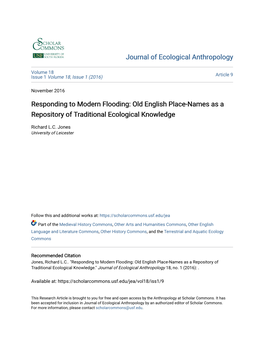 Old English Place-Names As a Repository of Traditional Ecological Knowledge