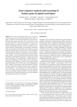 Gene Sequence Analysis and Screening of Feature Genes in Spinal Cord Injury