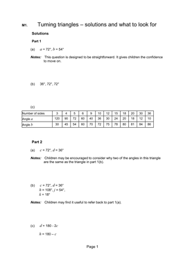 Turning Triangles – Solutions and What to Look For