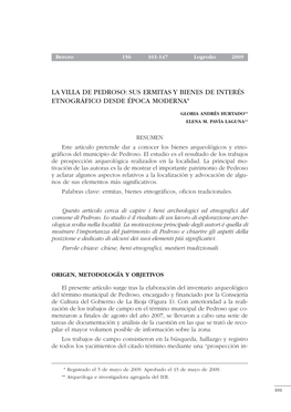 La Villa De Pedroso: Sus Ermitas Y Bienes De Interés Etnográfico Desde Época Moderna*