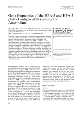 Gene Frequencies of the HPA‐3 and HPA‐5 Platelet Antigen Alleles