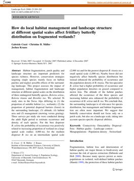 How Do Local Habitat Management and Landscape Structure at Different Spatial Scales Affect Fritillary Butterfly Distribution On