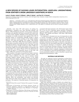 A New Species of Sucking Louse (Phthiraptera: Anoplura: Linognathidae) from Gunther’S¨ Dikdik (Madoqua Guentheri ) in Kenya