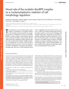 Novel Role of the Muskelin – Ranbp9 Complex As a Nucleocytoplasmic